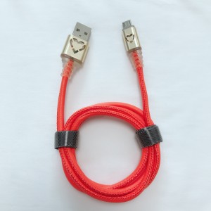 LED-PU-Leder für schnelles Aufladen rundes Aluminiumgehäuse USB-Kabel für Micro-USB, Typ C, iPhone-Blitzladung und Synchronisierung