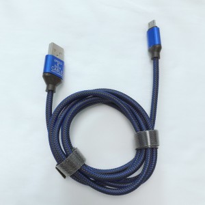 Fischnetzdraht geflochtene Lade Runde Aluminiumgehäuse USB-Kabel für Micro-USB, Typ C, iPhone Blitzladung und Synchronisation